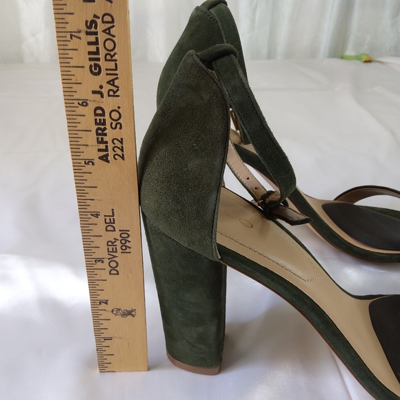 ALDO MYLY Women Block High Heel Suede Shoes Size 10 Dark Green Color Ankle Strap - Picture 9 of 12